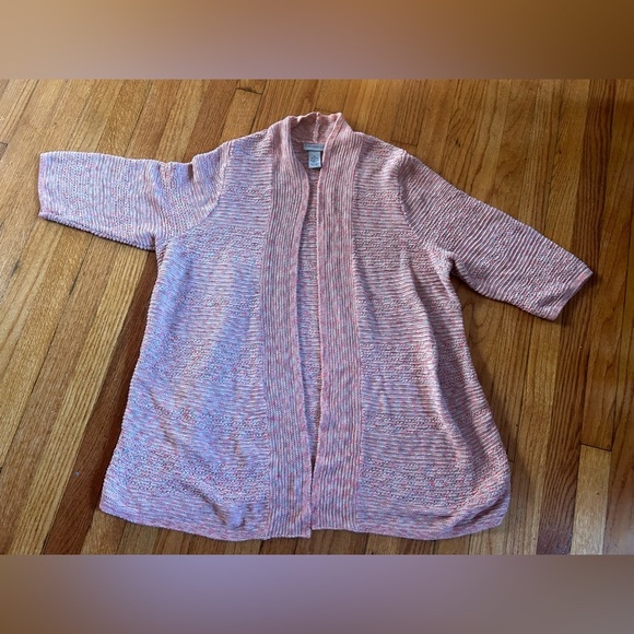Catherines Open Front Cardigan Sweater Womens Plus Size 1X Pink Short Sleeve - Picture 1 of 8